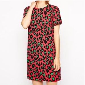 ASOS Red/Green Leopard Shift Dress